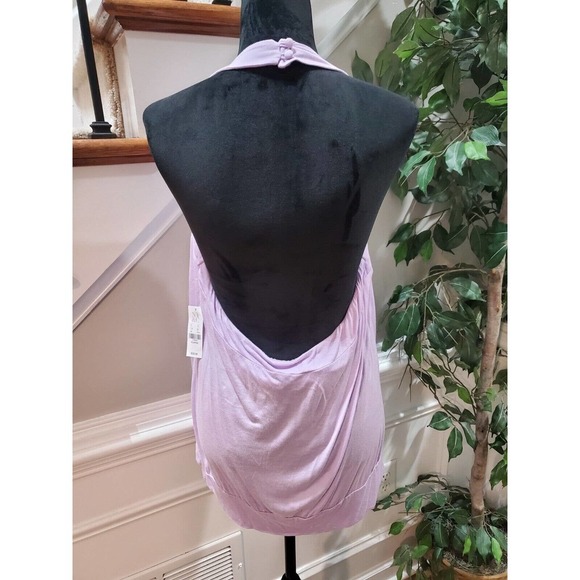 NY & C Women's Purple 100% Rayon Sleeveless Halter Neck Pleated Top Blouse XL - Picture 9 of 14